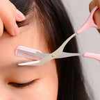 Stainless Steel Eyebrow Trimming Scissors With Comb