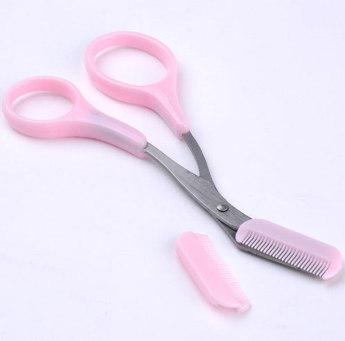 Stainless Steel Eyebrow Trimming Scissors With Comb