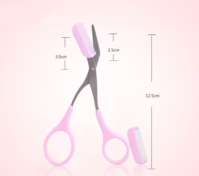 Stainless Steel Eyebrow Trimming Scissors With Comb