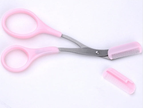 Stainless Steel Eyebrow Trimming Scissors With Comb