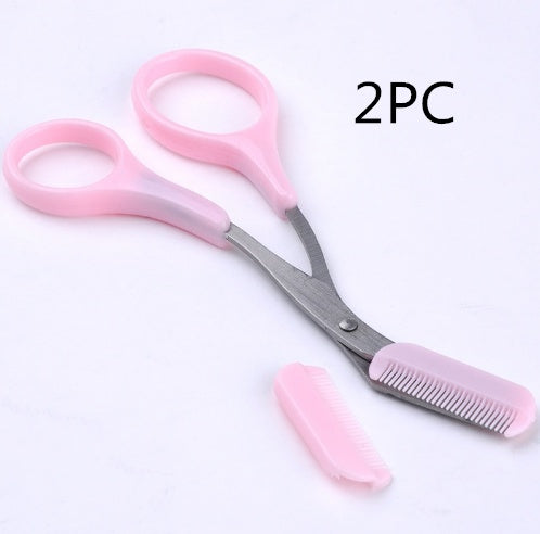 Stainless Steel Eyebrow Trimming Scissors With Comb
